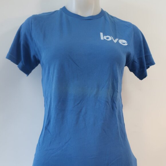 Womens Aviator Nation Blue Organic Cotton Love Graphic T-Shirt Top S - Picture 3 of 9